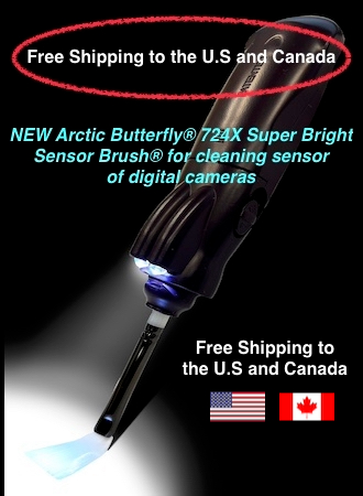 Arctic Butterfly 724X Super Bright
Sensor Brush for cleaning sensor of digital cameras: free shipping to US and Canada
